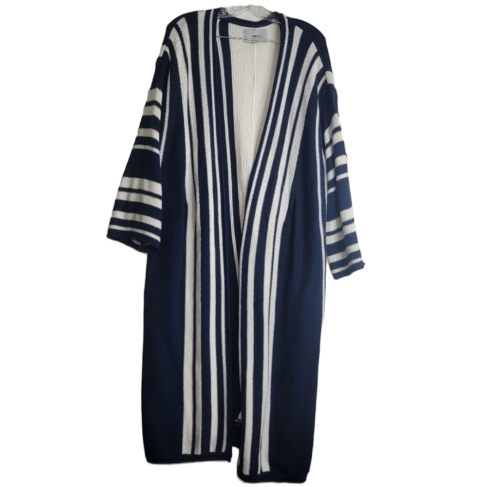 Women's Bohemian Winter Sweater Cardigan blue & white Size Large